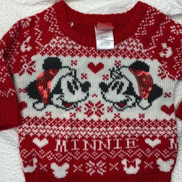 Disney Baby Girls Red Mickey & Minnie Christmas Sweater Size 6-9 Months NWOT - Picture 4 of 15